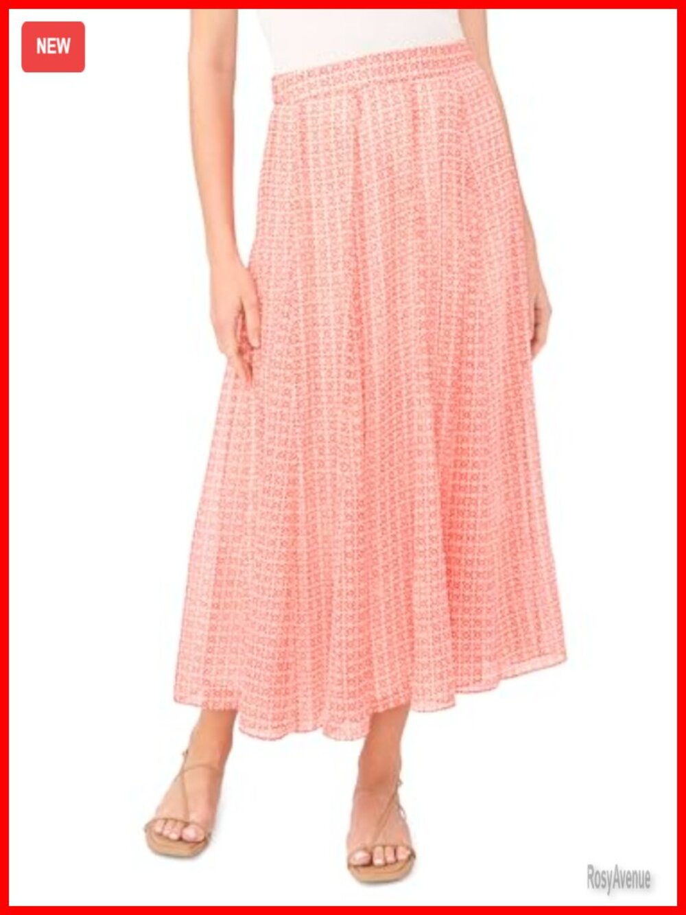 Women's Flowy Maxi Skirt Back Elastic Waist Polyester